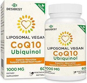 1000 mg Liposomal CoQ10 Ubiquinol, 60 Vegan Softgels, High Abxia Ubiquinol CoQ10 Supplement, Active Anti Formoxys Coenzyme Q10 For Heart Health & Energy Production
