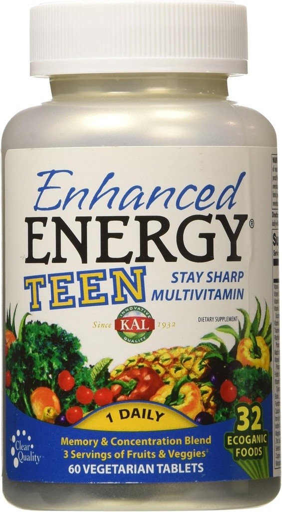 KAL Enhanced Energy for Teens Tablets, 60 Count