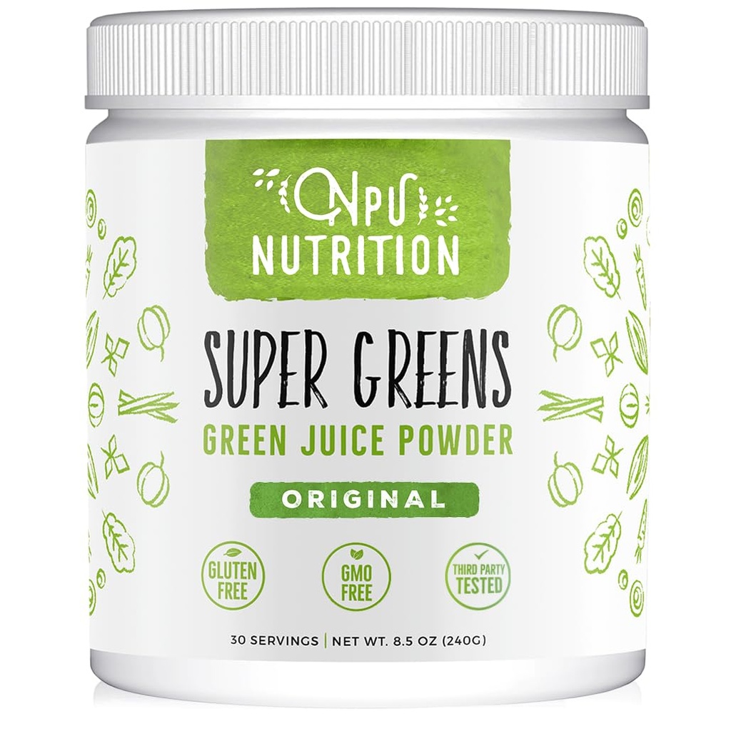 Super Greens Powder Organic Blend: Non-GMO Supplement, Περιλαμβάνει Spirulina, Alfalfa, Σπανάκι, Προβιοτικά, Fiber και Digestive Ένζυμα, Δεν Τεχνητά γλυκαντικά, 30 εξυπηρετούν