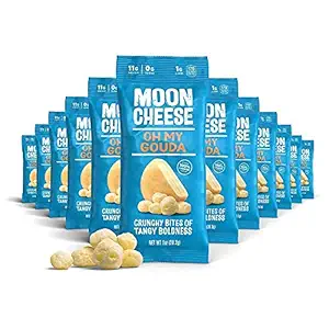 Moon Cheese Oh My Gouda Cheese Bites, 1 Ounce, 12Pack, Crunchy, Protein & Kalsiyum ile Packed, Keto, Gluten Free