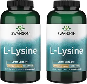 Swanson Ücretsiz Form L-Lysine - Doğal Supplement Stres Desteği ve Nervous System Health - Calm Mood & Relaxation - (300 Capsules, 500 mg each) 2 Pack