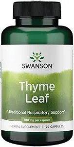 Swanson Thyme Leaf - Βότανο συμπλήρωμα που υποστηρίζει την υγεία του αναπνευστικού συστήματος - Φυσική Φόρμουλα Aiding Digestive System Health - (120 κάψουλες, 500mg το καθένα)