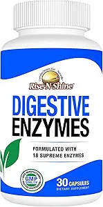 Rise-N-Shine Digestive Enzymes with Probiyotiks, Bromelain, Lipase, Papain, Lactase & More - Gut Health Supplement for Women & Men - 30 Capsules