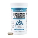 NatureWise Probiyotiks 60 Milyar CFU - 17 Strains + Organik Prebiyotikler - Immune, Digestive & Gut Health Support for Women & Men - Vegetarian, Gluten-Free, Non-GMO - 60 Capsules [2-Month Supply]