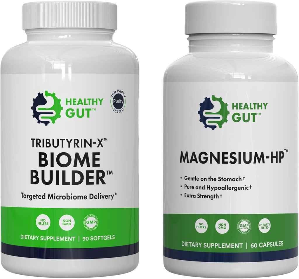 Sağlıklı Gut Tributyrin-X Biome Builder, 90 Softgels ve Magnezyum-HP, 60 Capsules