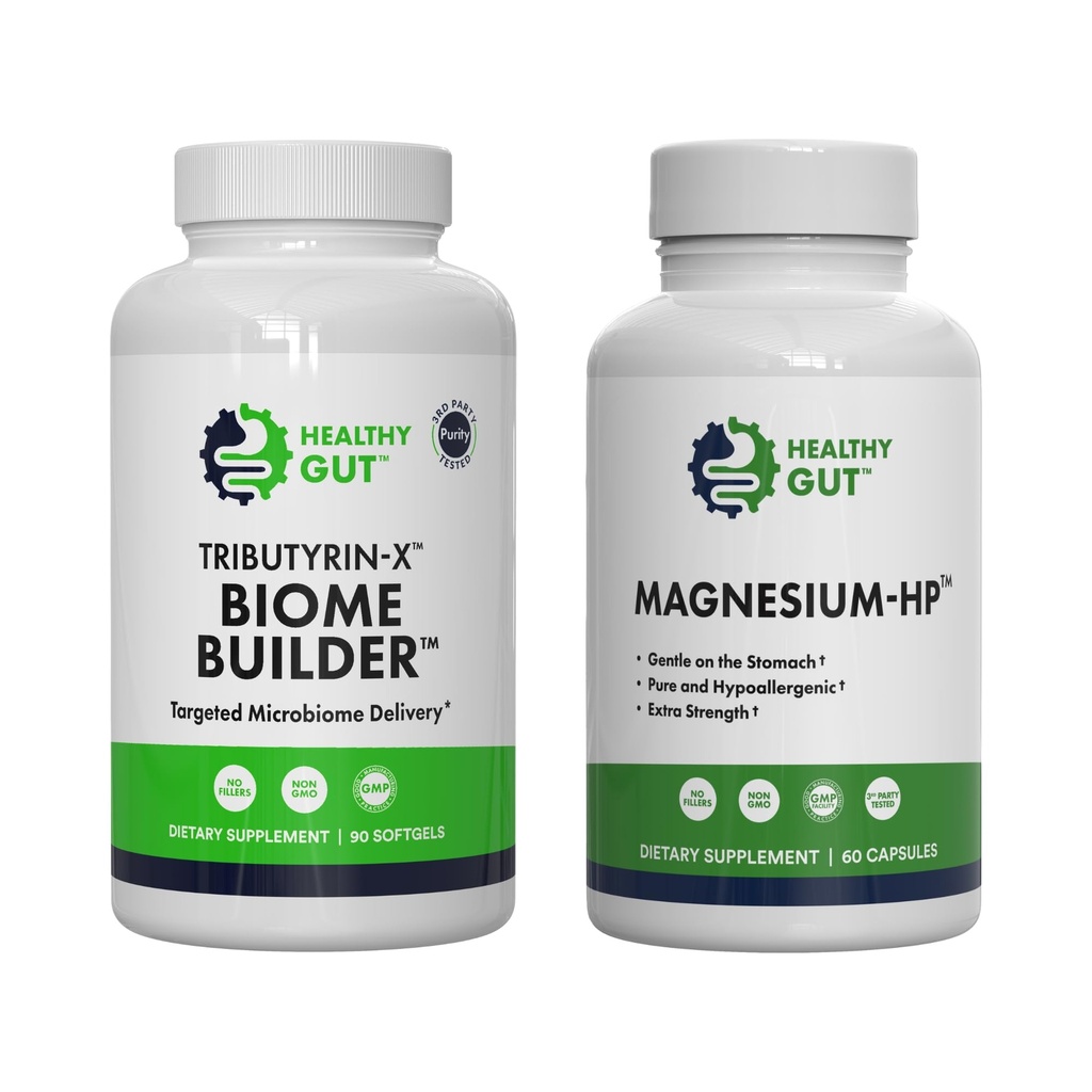 Sağlıklı Gut Tributyrin-X Biome Builder, 90 Softgels ve Magnezyum-HP, 60 Capsules