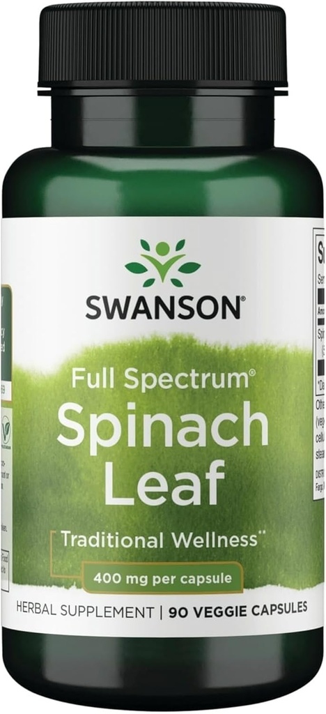Swanson Full Spectrum Spinach Leaf 400 Milligram 90 Veg Capsules