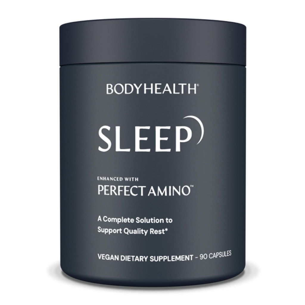 BodyHealth Sleep, Sleep Aid and Supplement for Yetişkinler with 3 mg Melatonin, Non-Habit Form Pills PerfectAmino - 90 Capsules