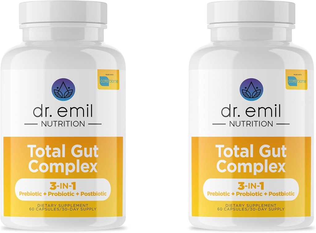DR. EMIL NUTRITION Total Gut Health Complex - Prebiyotik + Probiyotik + Postbiyotik Gut Health Supplements for Women and Men - Probiyotiks for Digestive Health & Gut Health, 120 Capsules
