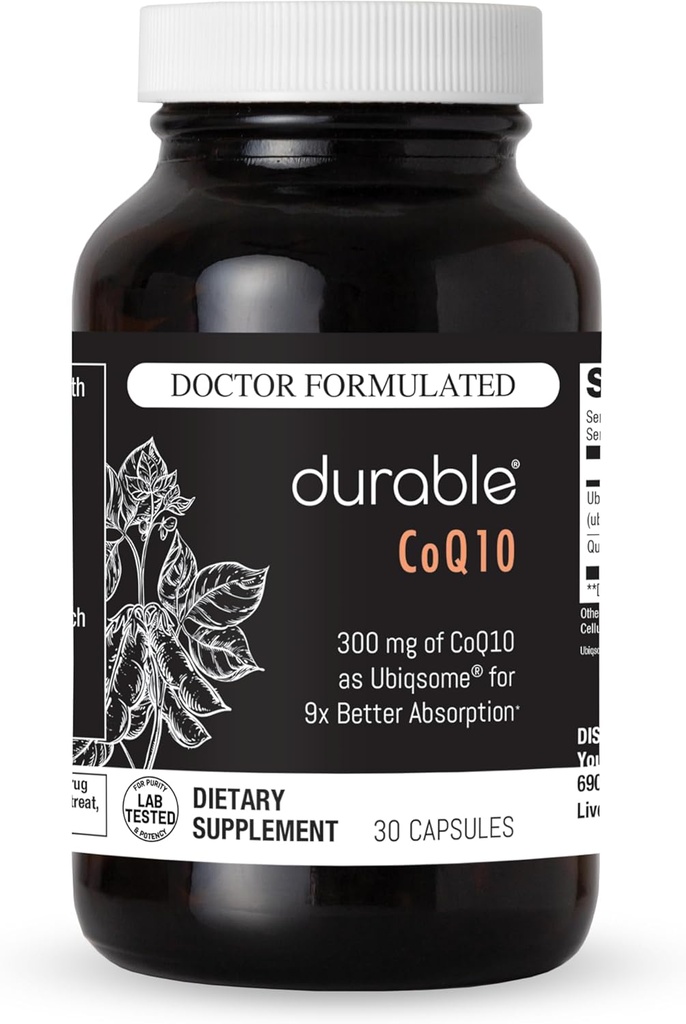 Ανθεκτικό CoQ10 – 300mg Συνένζυμο Q10 Φυτοσώματα με 9X Καλύτερη Απορρόφηση + Quercetin – Καρδιά, Ενέργεια & Κυτταρική Υποστήριξη – Γιατρός Formulated, Vegan, Μη-ΓΤΟ, Made in USA, Once-Daily (30 Κάψουλες)