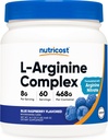 Nutricost L-Arginine Complex (Blue Raspberry, 60 σέρβις) - Χωρίς γλουτένη, μη ΓΤΟ