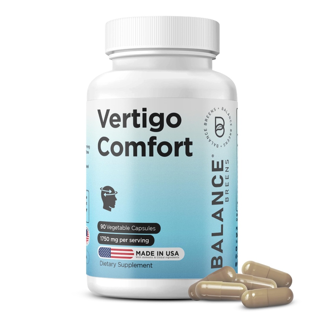 Vertigo Relief Supplement 1750 mg, 90 Capsules - Hareket Hastalığı için Doğal Destek, Dizziness, Tinnitus, Migraines, İç Kulak Dengesi ( 1)