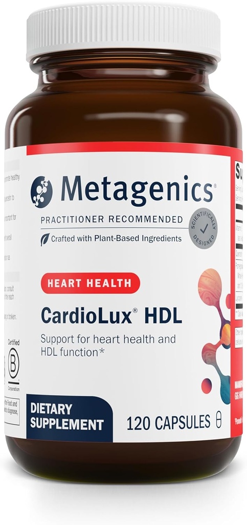 Μεταγονική CardioLux HDL - Υποστηρίζει HDL λειτουργία & την υγεία της καρδιάς* - Με Lycopene, Pomegranate Extract & Quercetin - Χωρίς γλουτένη & μη GMO - 120 κάψουλες