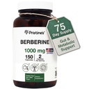 PRISTINE'S Berberine Supplement Capsules - 1000 MG 75 Day Supply 150 Capsules - Heart, & Immunity Health Support Antioxy - Digestive Tract & Health Gut Flora Support