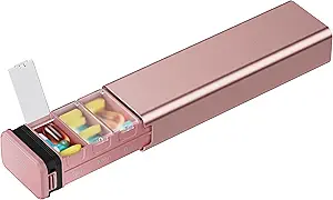 7 Day Weekly Μεταλλικό Χάπια Organizer για Ταξίδια, Kursoaya Premium Αλουμινίου Daily Pill Box, Χαριτωμένο Φορητό Χάπια περίπτωση, Μεγάλος κάτοχος Χάπια για Συμπληρώματα, Χάπια, Βιταμίνες, Ιατρική