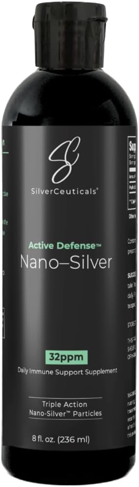 Colloidal Silver w/Nano Teknolojisi - 32ppm 8oz - 8X Daha Etkili - Doğal Immune Desteği - Hasta Günlerini Kurtar - 5 & Up - Outperforms Higher PPM Silvers - No Taste & Chicken - 3rd Parti Tested