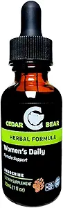 Cedar Bear Women's Support Daily a Liquid Herbal Supplement That Helps Protection Menstrual Cycles, The Women Reproductive System, and Health Hormonal Function 1 Fl Oz Oz