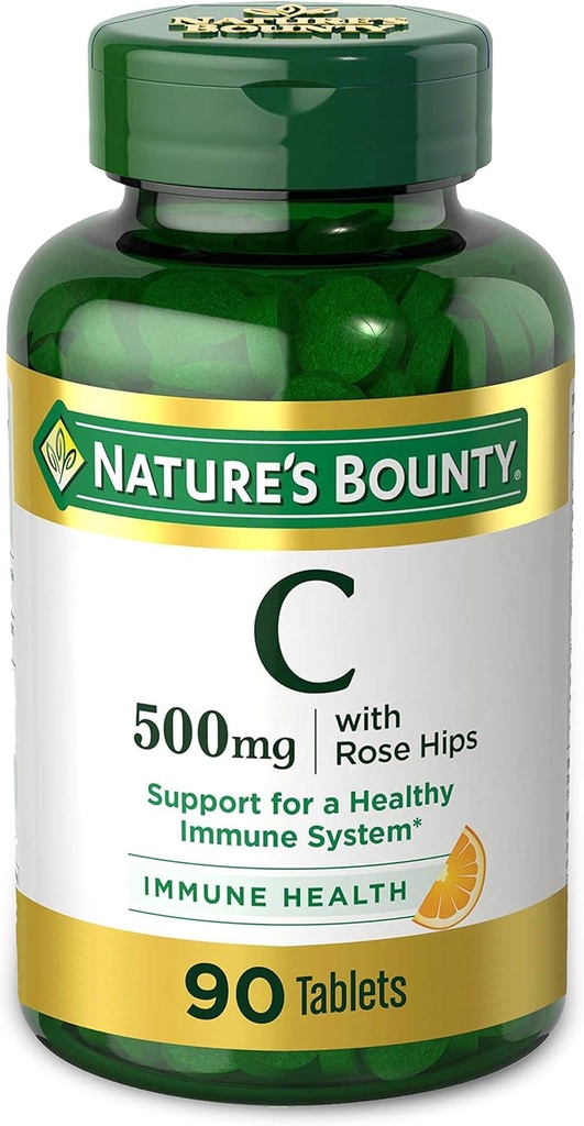 Nature's Bounty Vitamin C, Sağlıklı Immune System için destek, Rosehips ile 500 mg Vitamin C, 90 Chewable Tabletler