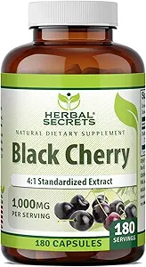 Herbal Sırları Black Cherry 4:1 Extract | 1000 mg Supplement | 180 Capsules | Non-GMO | Gluten Free | Made in USA