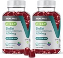 Viteey Biotin Gummies για τα μαλλιά, το δέρμα και τα νύχια 10.000mcg - Ζάχαρη δωρεάν - Gummys ανάπτυξη των μαλλιών, Υγιεινή λάμψη του δέρματος, Ισχυρή υγιή ανάπτυξη των νυχιών - Vegan, Χωρίς γλουτένη, Ζελατίνη χωρίς γεύση Berry Γεύση