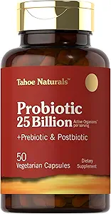 Carlyle Prebiyotik, Probiyotik & Postbiyotik | 25 Milyar CFU | 50 Toz Pills | Erkekler ve Kadınlar Digestive Health | Vegetarian and Non-GMO Supplement