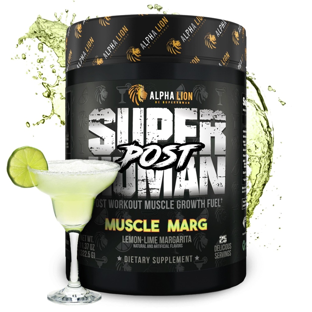 Alpha Lion Superhuman Post Workout Powder, Muscle Builder Drink, Creatine Monohydrate + More for Lean Muscle Growth, Strength & Volume, Supplement for Women & Men (25 Services, Muscle Marg)