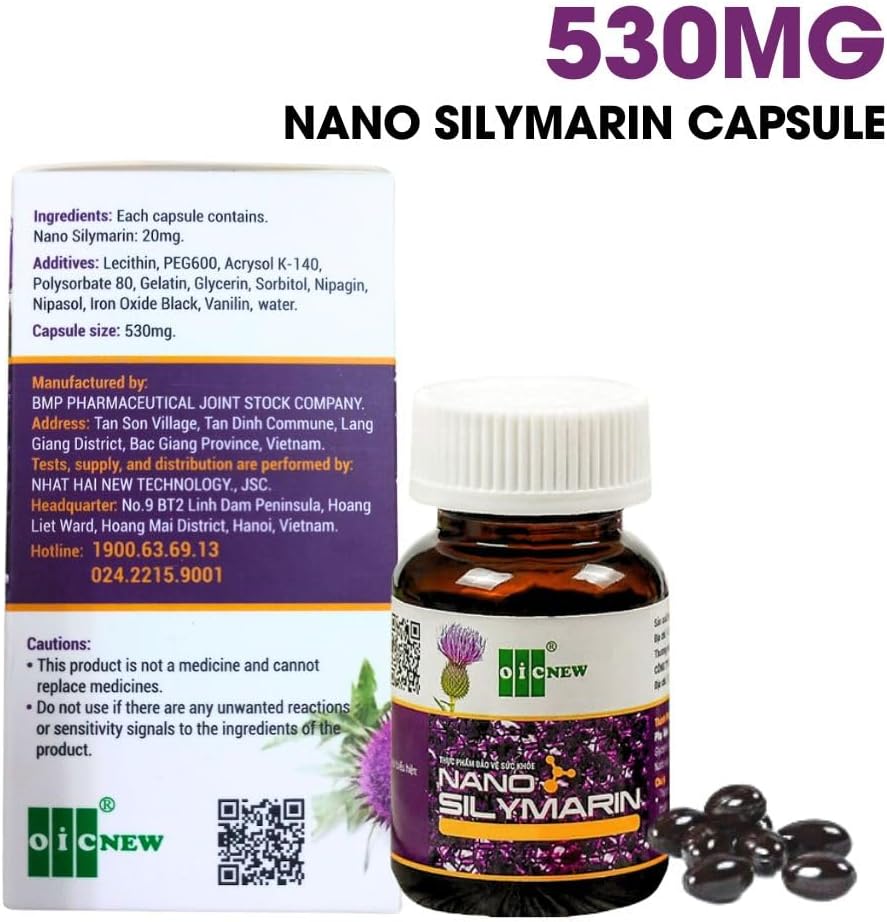 Nano Silymarin - 60 Capsules - Liver Health Support and Stabilize Liver Hücresi - Nano Teknoloji Absorpsiyonunu % 99.9 artırdı