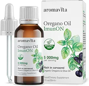 ImunON Organic Greek Oregano Oil Drops – Extra Strength 86-90% Carvacrol – Powerful Immune & Digestive Support – 200 Servings – 100% Pure, Vegan, Non-GMO, Gluten-Free – 1 fl oz (30 mL)