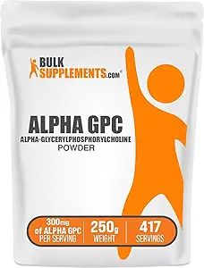 BulkSupplements.com Alpha GPC Toz - Choline Supplements, Alfa GPC 300 mg - Unflavored & Gluten Free, 600 mg per Service, 250g (8.8 oz) (Pack of 1)