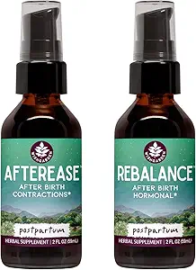 WishGarden AfterEase Postpartum Contraction Drops + ReBalance Postpartum Υποστήριξη επιπέδου ορμονών (2-2oz Bundle)