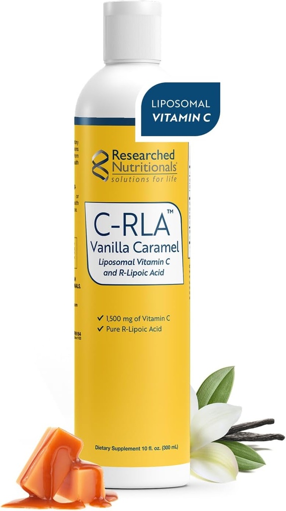 Araştırmalı Beslenme C-RLA - Liposomal Vitamin C ile R Lipoic Asit'i Detox'a Desteklemek için - Vegan & Soy Özgür Vitamin C Sıvı, Vanilla Caramel Flavor (10 Fl Oz)