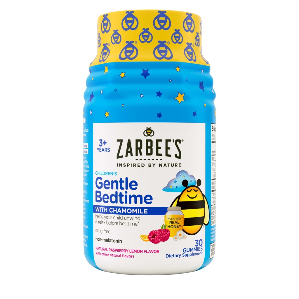 Zarbee'nin çocuklar için Yatak Zamanlı Gummies - Doğal Honey'in Ücretsiz Ölmesi, Raspberry Lemon ve Chamomile Çocuklara Düşme ve Uyku Hazırlanmalarına Yardımcı Oldu