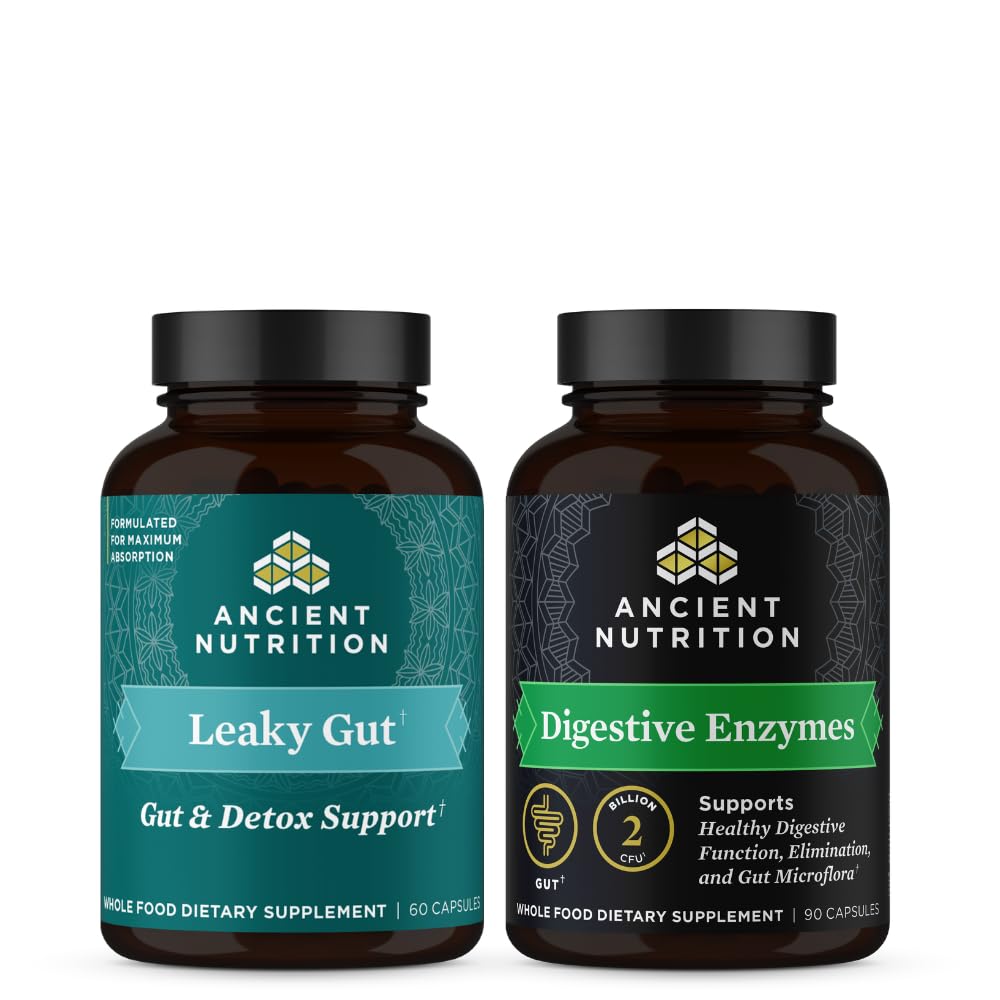 Αρχαίας Διατροφής Κάψουλες Leaky Gut, 60 Count + Digestive Enzymes Κάψουλες, 90 Count