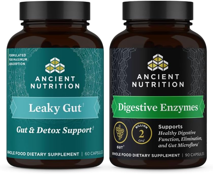Eski Beslenme Leaky Gut Capsules, 60 Kont + Digestive Enzymes Capsules, 90 Count