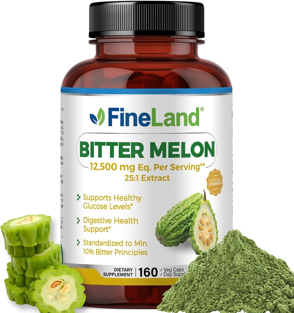 GüzelLand Bitter Melon 25:1 12.500 mg Güçlü,% 10 Bitter Prensipleri, 160 Vegan Capsules, Supports Digestive Health, Standardized and Interd 25X Extract, Non-GMO Made in USA.