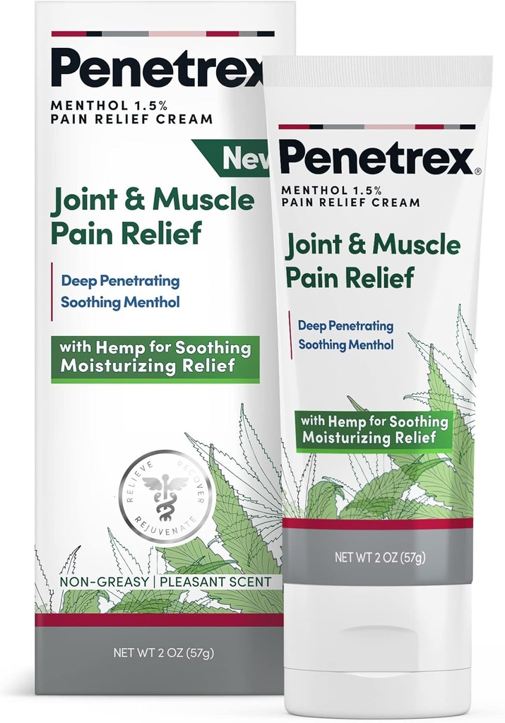 Penetrex Soothing Joint & Muscle Pain Relief Cream with Hemp - Deep Peneting Menthol, Arnica ve Hemp for Soothing, Hydrating Relief - Non-Greasy, Easy to apply, Pleasant Scent- 2oz Squeezable Tube
