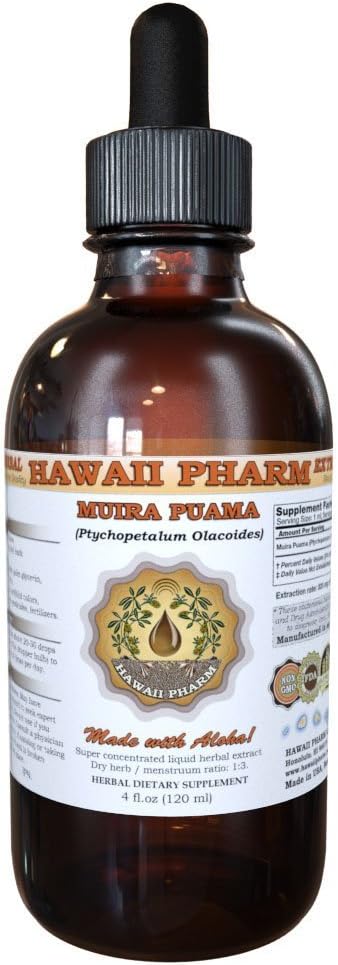 HawaiiPharm Muira Puama Liquid Extract, Organic Muira Puama (Ptychopetalum Olacoides) Συμπλήρωμα απόχρωσης 2 oz