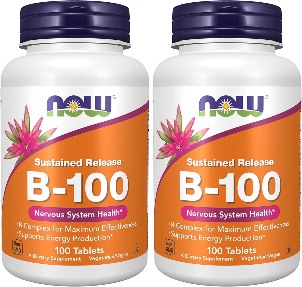 Şimdi Tamamlar, B-100, Sustained Release, Energy Production*, Nervous System Health*, 100 Tablet (Pack of 2)