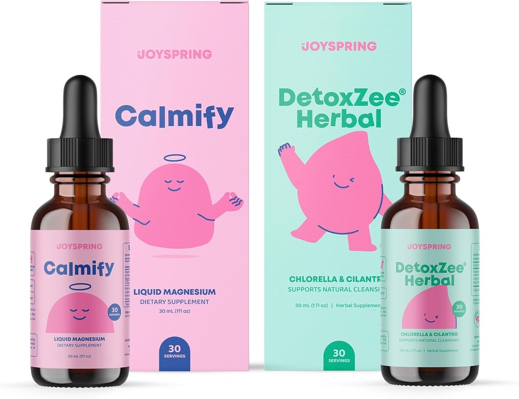 JoySpring Magnesium Citrate Liquid & Magnesium Glycinate and Herbal Detox and Cleanse for Kids