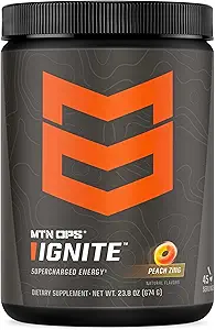 MTN OPS Ignite Energy Drink Toz, Gluten Free Nootropic Supplement Drink Mix, L Arginine, L Citrulline, Caffeine & Nootropic Sugar Free Drink Mix, 45 hizmet, Peach Zing