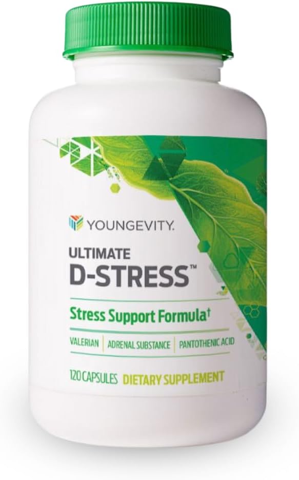 Youngevity Ultimate D-StressTM – Doğal Stres Yardımı Magnezyum, Valerian Root Extract ve B Vitaminleri – Destekler Adrenal Health ve Nervous System – 120 Capsules (Pazar 1)