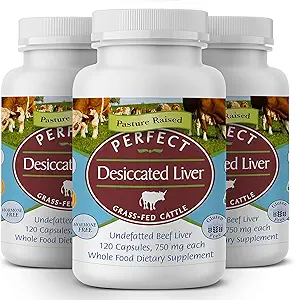 Mükemmel Supplements – Perfect Desiccated Liver – 120 Capsules – Undefated Beef Liver – Protein, Iron, Vitamins A & B – 3 Pack