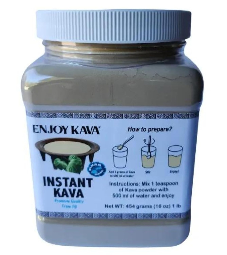 KAVA On The Go - Micronized INSTANT Kava (1 LB Jar / 16 Oz) FIJI - JUST ADD WATER EnjoyKava.com