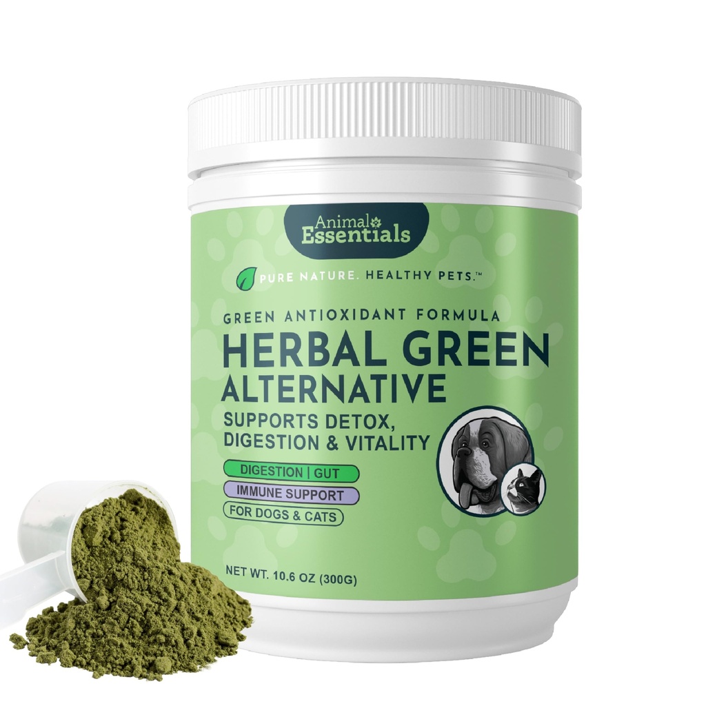 Animal Essentials Herbal Green Alternative for Dogs & Cats - Super Greens Toz Herbal Supplement with Spirulina, Antioksis, Chlorophyll - 12 Ozoksis