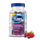 TUMS Heartburn Plus Sleep Support Chewable Dietary Supplement Tablets for Occasional Heartburn Relief Plus Sleep Support, Berry Fusion - 54 Count