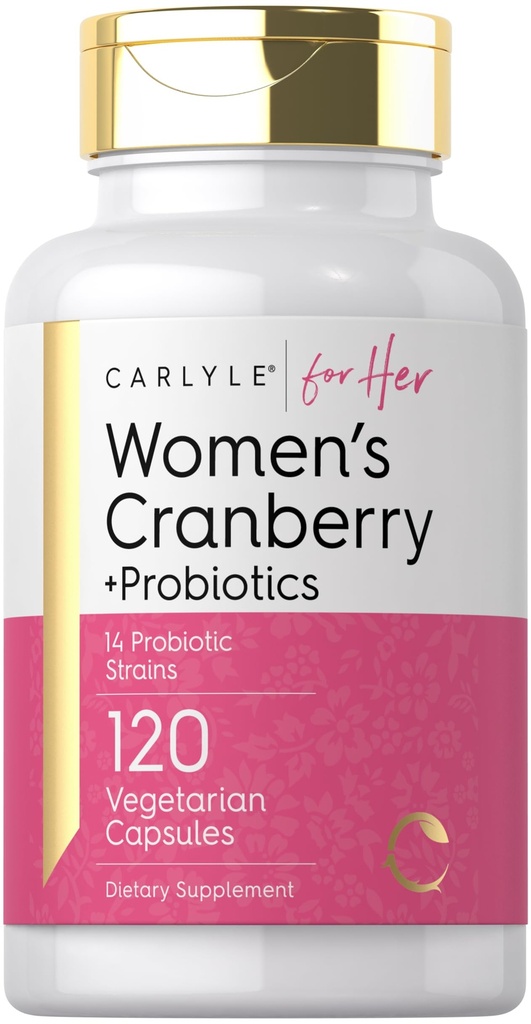 Carlyle Women's Cranberry Plus Probiyotiks | 120 Capsules | 14 Probiyotik Strains | Vegetarian, Non-GMO, Gluten Free Supplement | For Her