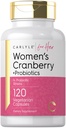 Carlyle Women's Cranberry Plus Probiotics | 120 Capsules | with 14 Probiotic Strains | Vegetarian, Non-GMO, Gluten Free Supplement | for Her