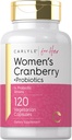 Carlyle Women's Cranberry Plus Probiyotiks | 120 Capsules | 14 Probiyotik Strains | Vegetarian, Non-GMO, Gluten Free Supplement | For Her
