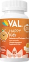 VAL Kids Magnezyum | Calm + Focus Formula | 100 mg Mg (Glycinate, Citrate, Taurate) + B6, D3, C | Sugar-Free, Non-GMO | Fun Chewable Tabletler | Orange Flavor | 60 Ct