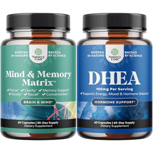 Δέσμη Advanced Nootropics Brain Support Supplement with Memory & Focus Vitamins and DHEA Supplement for Hormone Balance, Βελτιώνει τη σταθερότητα της διάθεσης, τη λειτουργία του εγκεφάλου, το ανοσοποιητικό σύστημα, την ενέργεια & γονιμότητα